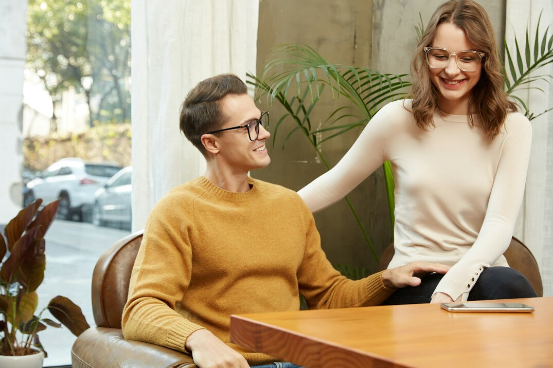 happy client with insurance advisor